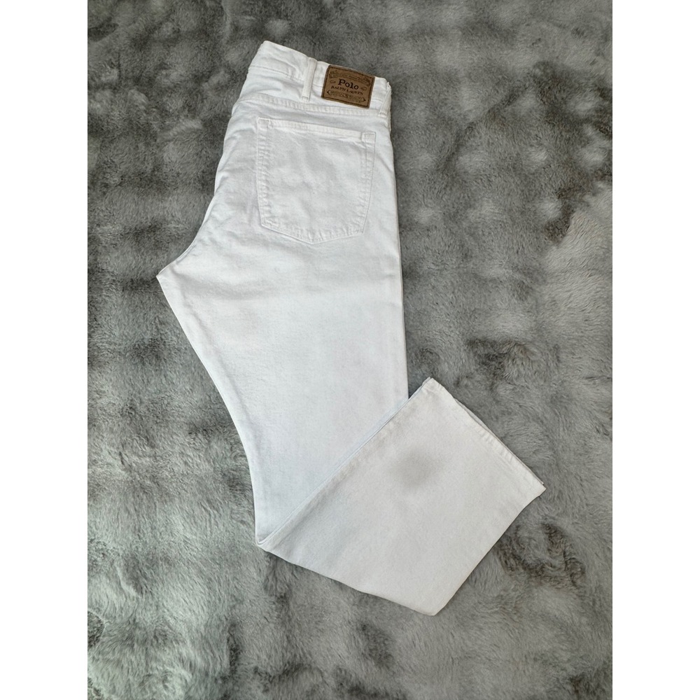 Polo Ralph Lauren Varick Slim Straight Jeans White Denim Mens 40x30-0639